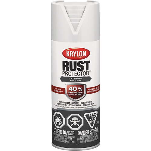 Rust Protector&reg; Enamel Paint, White, Very Flat, 12 oz., Aerosol Can Superchem Industries