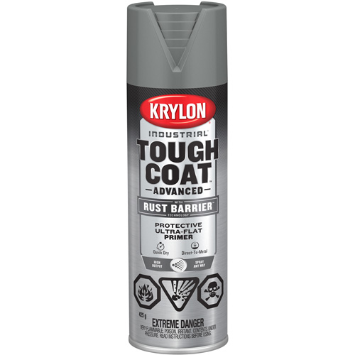 Tough Coat&reg; Advanced Paint with Rust Barrier Technology, Grey Primer, Ultra-Flat, 425 g, Aerosol Can Superchem Industries