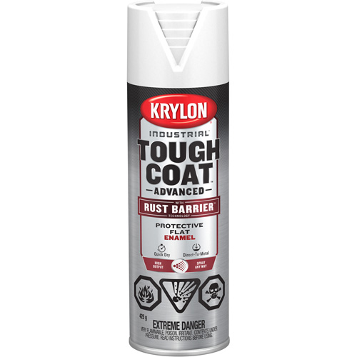 Tough Coat&reg; Advanced Paint with Rust Barrier Technology, White, Flat, 425 g, Aerosol Can Superchem Industries