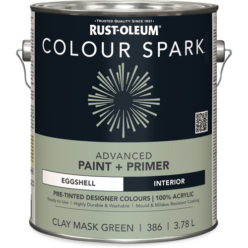 Colour Spark Interior Pre-Tinted Paint + Primer Wall Paint, Clay Mask Green, Eggshell, 3.78 L, Gallon Superchem Industries
