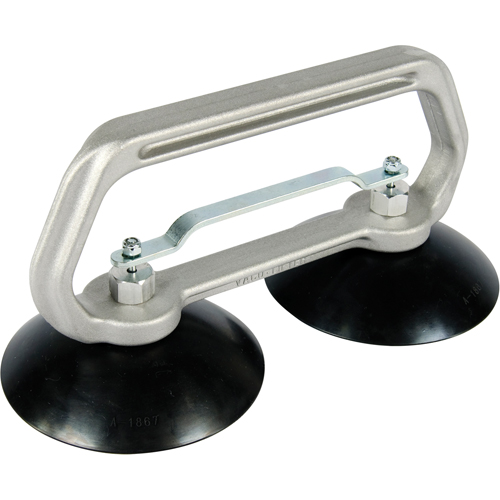 Vacuum Cups - Heavy-Duty Double Cup, 75 lbs. Capacity, 5", Pull-bar, 10" Handle Length Superchem Industries