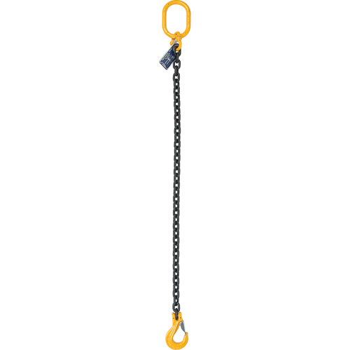 Chain Slings, Grade 80 Chain, Single Legs, Oblong & Slip Hooks, 5/8" x 5' Superchem Industries