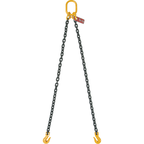 Chain Slings, 80 Chain, Double Legs, Oblong & Slip Hooks, 1/2" x 5' Superchem Industries