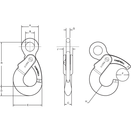 Crochets de s&eacute;curit&eacute; &agrave; oeil &agrave; verrouillage automatique en acier alli&eacute; Superchem Industries