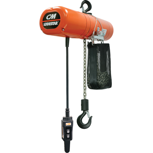 Lodestar Electric Chain Hoists, 10' Lift, 250 lbs. (0.125 tons) Capacity, 60 FPM Superchem Industries