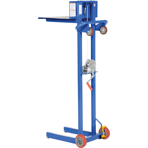Platform Lift Stacker, Hand Winch Operated, 400 lbs. Capacity, 58" Max Lift Superchem Industries