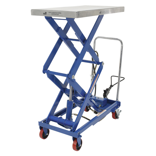 Table &eacute;l&eacute;vatrice &agrave; ciseaux hydraulique pneumatique, Acier, 35-1/2" lo x 20" la, Cap. 800 lb Superchem Industries