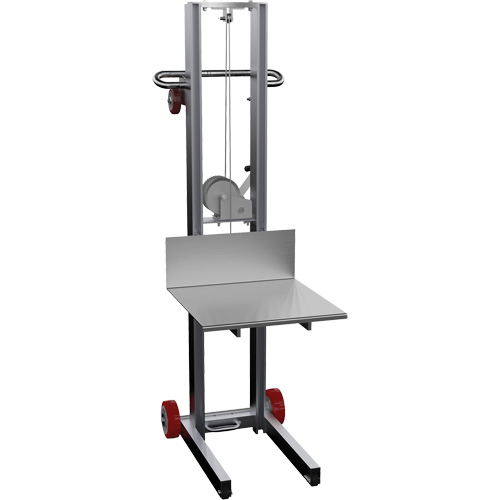 Empileur &agrave; plateforme, M&eacute;canisme Treuil manuel, Capacit&eacute; de 400 lb, Levage max de 58" Superchem Industries