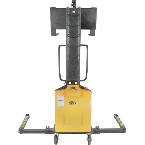 Narrow Mast Powered Lift Stacker, Electric Operated, 1000 lbs. Capacity, 63" Max Lift Superchem Industries