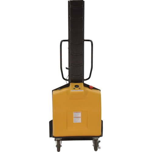 Narrow Mast Powered Lift Stacker, Electric Operated, 1000 lbs. Capacity, 63" Max Lift Superchem Industries