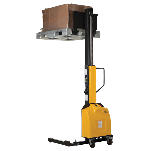 Narrow Mast Powered Lift Stacker, Electric Operated, 1500 lbs. Capacity, 98" Max Lift Superchem Industries