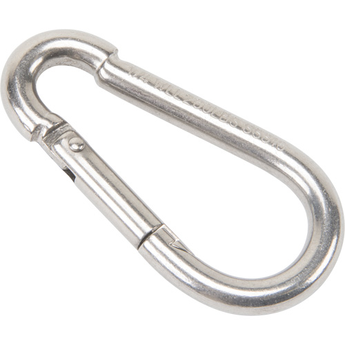 Mousqueton en acier inoxydable, 260 lb (0,13 tonne) Charge d'utilisation max., 1/4" Taille, 3/8" Oeil Superchem Industries