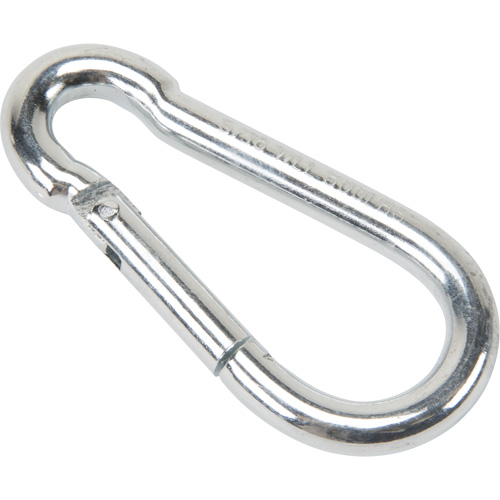 Mousqueton zingu&eacute;, 500 lb (0,25 tonne) Charge d'utilisation max., 5/16" Taille, 1/2" Oeil Superchem Industries