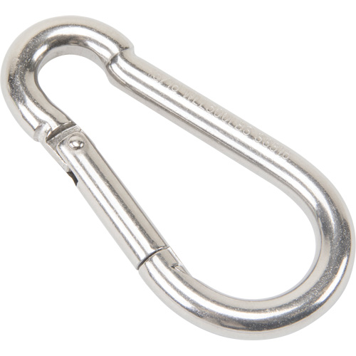 Mousqueton en acier inoxydable, 500 lb (0,25 tonne) Charge d'utilisation max., 5/16" Taille, 1/2" Oeil Superchem Industries