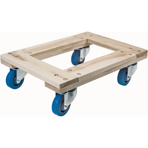 Wood Dollies - Heavy-Duty, Rubber Wheels, 1400 lbs. Capacity, 18" W x 24" D x 7" H Superchem Industries