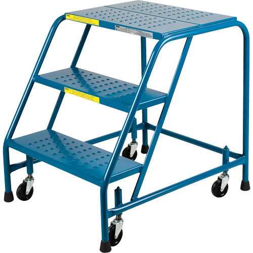 CSA-Certified Rolling Step Ladder, 3 Steps, 22" Step Width, 28" Platform Height, Steel Superchem Industries