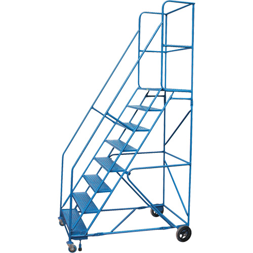 CSA-Certified Rolling Step Ladder with Locking Step, 8 Steps, 30" Step Width, 72" Platform Height, Steel Superchem Industries