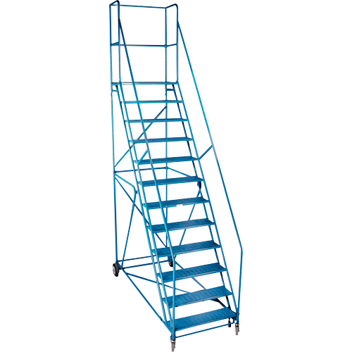 CSA-Certified Rolling Step Ladder with Locking Step, 12 Steps, 30" Step Width, 109" Platform Height, Steel Superchem Industries