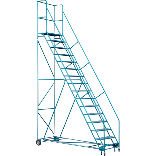 Escabeau roulant certifi&eacute; par la CSA avec pied verrouillable, 16 marches, Largeur de la marche 30", Hauteur de la plateforme 144", Acier Superchem Industries
