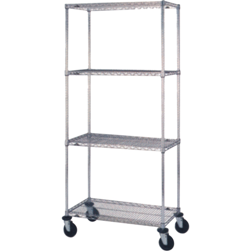 Wire Shelf Cart, Chrome Plated, 24" x 81" x 48", 800 lbs. Capacity Superchem Industries