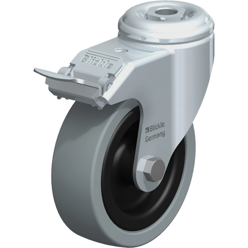 Roulette pour usage l&eacute;ger, Pivotant avec frein, 4" (101,6 mm), Caoutchouc plein, 242 lb (110 kg) Superchem Industries