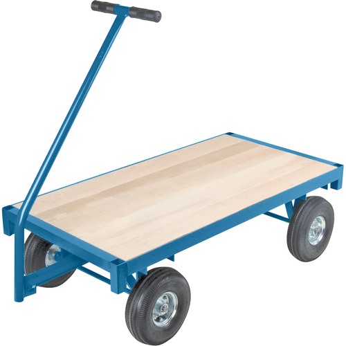 Ergonomic Platform Wagon Trucks, 30" W x 60" L, 45" Handle, 1000 lbs. Capacity, 10" Wheel Dia., Pneumatic Wheels Superchem Industries