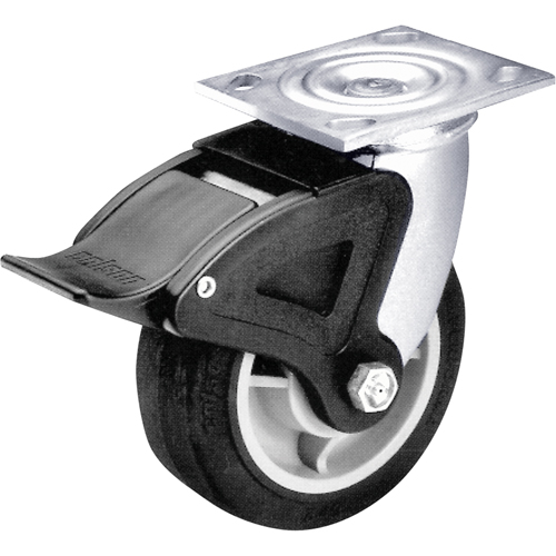 Total Locking Caster, Swivel with Brake, 6" (152.4 mm), Rubber, 450 lbs. (204 kg.) Superchem Industries
