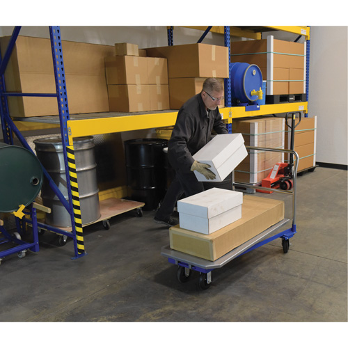 Chariot &agrave; plateforme, 48" lo x 24" la x Capacit&eacute; 1500 lb, Roues en Caoutchouc moul&eacute; Superchem Industries