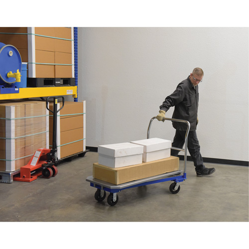 Chariot &agrave; plateforme, 48" lo x 24" la x Capacit&eacute; 1500 lb, Roues en Caoutchouc moul&eacute; Superchem Industries