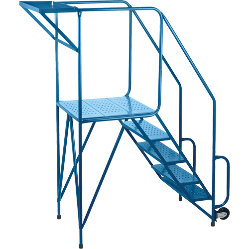 Mechanics/Maintenance Rolling Ladder, Steel, 5 Steps, 47" Platform Height Superchem Industries