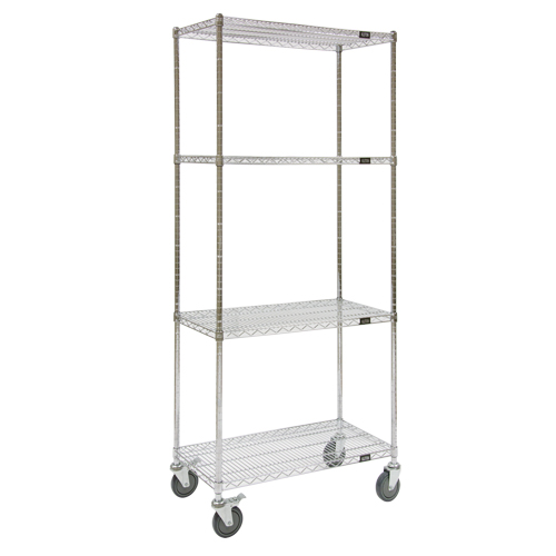 Wire Shelf Cart, Chrome Plated, 36" x 80" x 24", 800 lbs. Capacity Superchem Industries