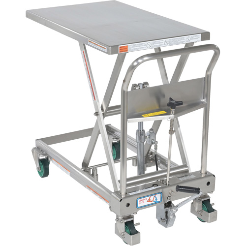 Table &eacute;l&eacute;vatrice hydraulique &agrave; ciseaux, 31-1/2" lo x 19-1/2" la, Acier inoxydable, Capacit&eacute; 550 lb Superchem Industries