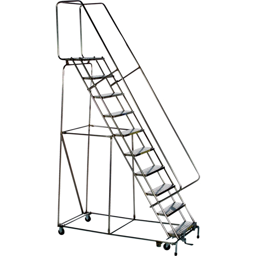 &eacute;chelles roulantes &agrave; marche verrouillable, 8 marches, Largeur de la marche 24", Hauteur de la plateforme 80", Acier inoxydable Superchem Industries