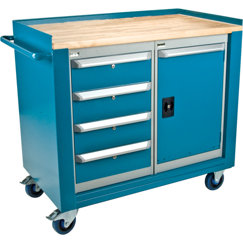 Industrial Duty Mobile Service Workbenches, Wood Surface Superchem Industries