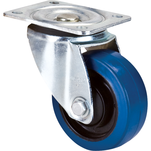 Roulette bleue, Pivotant, 4" (101,6 mm), Caoutchouc, 350 lb (158,8 kg) Superchem Industries
