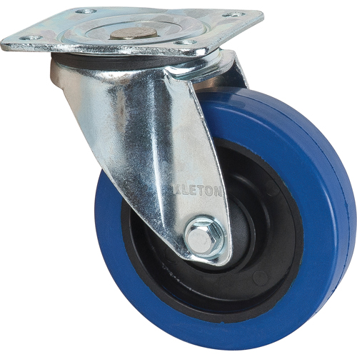 Roulette bleue, Pivotant, 5" (127 mm), Caoutchouc, 400 lb (181 kg) Superchem Industries