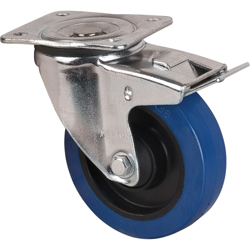 Blue Caster, Swivel with Brake, 5" (127 mm), Rubber, 400 lbs. (181 kg.) Superchem Industries