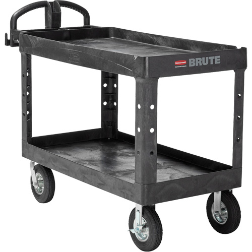 Chariot utilitaire robuste, 2 tiers, 25-1/4" x 33-1/4" x 55", Capacit&eacute; 750 lb Superchem Industries