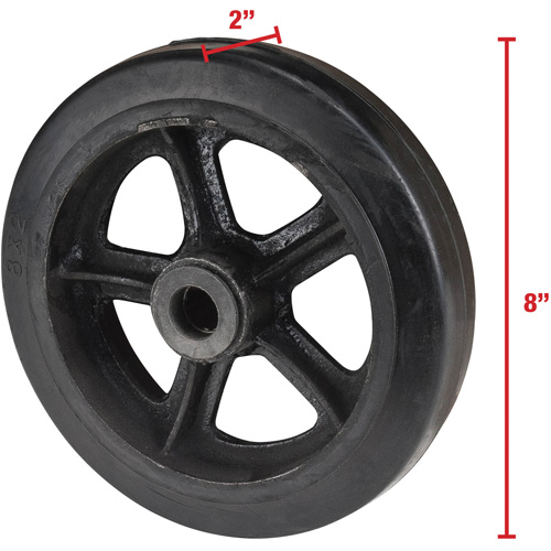 Mold-On Rubber Wheel, 8" (203 mm) Dia. x 2" (51 mm) W, 400 lbs. (181 kg.) Capacity Superchem Industries