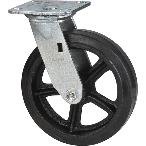 Roulette moul&eacute;, Pivotant, 8" (203,2 mm), Caoutchouc, 660 lb (299 kg) Superchem Industries
