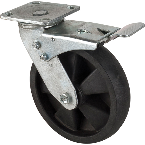 Hi-Temp Caster, Swivel with Brake, 8" (203.2 mm), Nylon, 1000 lbs. (453 kg.) Superchem Industries