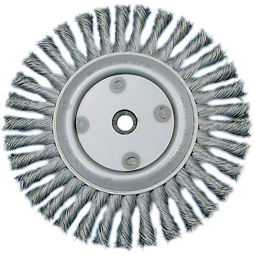 Knot Twisted Wire Wheel, 6" Dia., 0.02" Fill, 5/8"-1/2 Arbor, Steel Superchem Industries