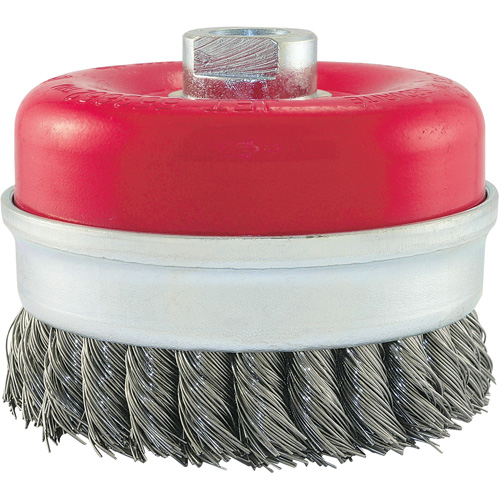 Brosse boisseau &agrave; fils li&eacute;s et nou&eacute;s, 4" dia. x 5/8"-11 arbre Superchem Industries