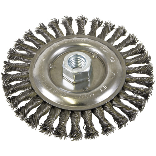 Standard Face Knot Wire Wheel Threaded, 6" Dia., 0.022" Fill, 5/8"-11 Arbor, Steel Superchem Industries