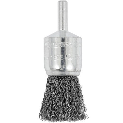 Shaft Mounted Crimped End Brush, 3/4", 0.012" Fill, 1/4" Shank Superchem Industries