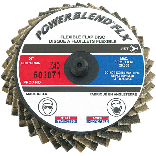 Powerblend FLX Roll-on Flap Disc, 3" x Type R, Z40 Grit, Zirconia Alumina Superchem Industries