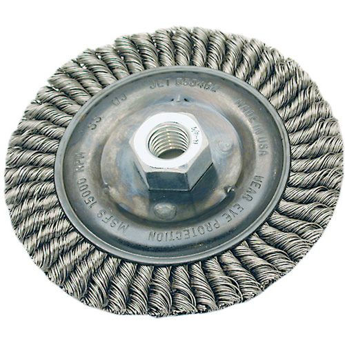 Brosse pour cordon de soudure, Dia. 4", Fils 0,022", Arbre 5/8"-11, Acier Superchem Industries