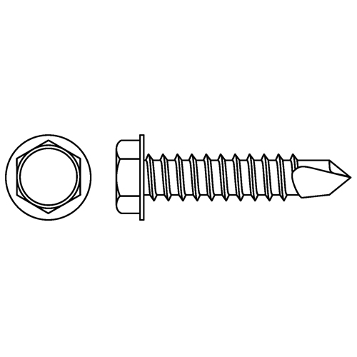 T&ecirc;te hexagonale &agrave; embase autoforeuse, 1/4" x 1-1/4" lo, Acier inoxydable Superchem Industries