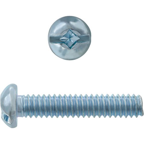Round Square/Slot HD Machine Screws, #6 x 3" L, Zinc Plated Superchem Industries