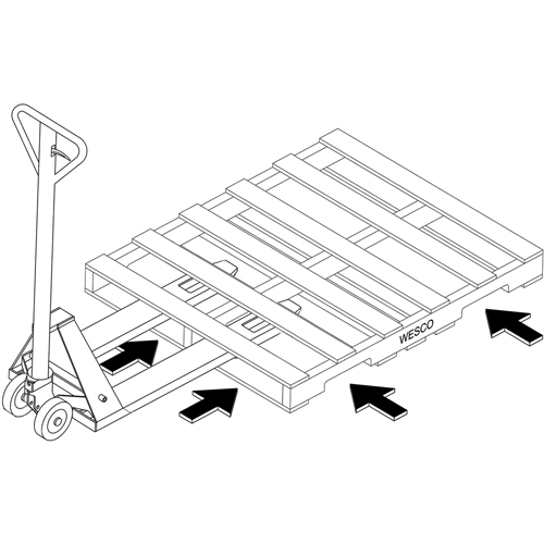 Transpalette hydraulique &agrave; 4 entr&eacute;es, 48" l x 7" la, Capacit&eacute; 4000 lb Superchem Industries